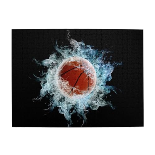 Abstrakter Basketball, 500-teiliges Puzzle für Erwachsene – Holzpuzzle für Erwachsene und ältere Menschen von gawuoab