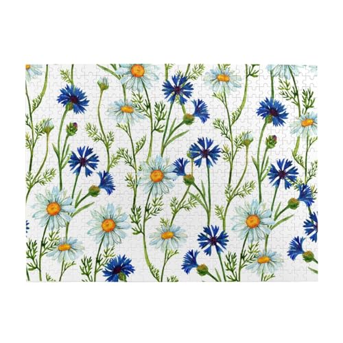 Aquarell-Kamillen-Kornblumen, 500-teiliges Puzzle für Erwachsene – Holzpuzzle für Erwachsene und ältere Menschen Aquarell-Kamillen-Kornblumen, 500-teiliges Puzzle für Erwachsene – Holzpuzzle für Erwachsene und ältere Menschen von gawuoab
