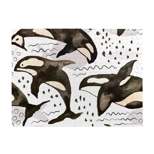Aquarell-Orcas, 500-teiliges Puzzle für Erwachsene – Holzpuzzle für Erwachsene und ältere Menschen Aquarell-Orcas, 500-teiliges Puzzle für Erwachsene – Holzpuzzle für Erwachsene und ältere Menschen von gawuoab