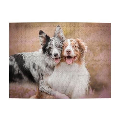 Australian Shepherd Dogs Pärchen Hunde Aussies, 500 Teile Puzzle für Erwachsene – Holzpuzzle für Erwachsene und ältere Menschen von gawuoab