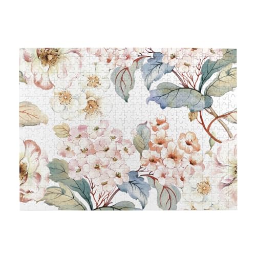 Blumen-Aquarell, Pastell, Botanik, Rosa, 500 Teile Puzzle für Erwachsene – Holzpuzzle für Erwachsene und ältere Menschen Blumen-Aquarell, Pastell, Botanik, Rosa, 500 Teile Puzzle für Erwachsene – Holzpuzzle für Erwachsene und ältere Menschen von gawuoab