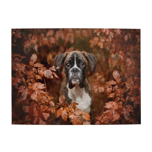 Boxerhunde im Herbst, 500-teiliges Puzzle für Erwachsene – Holzpuzzle für Erwachsene und ältere Menschen Boxerhunde im Herbst, 500-teiliges Puzzle für Erwachsene – Holzpuzzle für Erwachsene und ältere Menschen von gawuoab