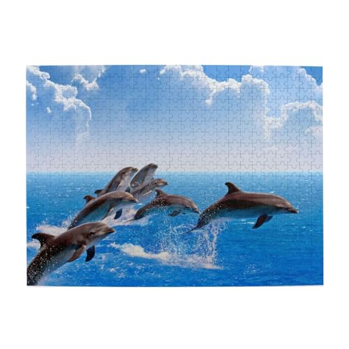 Einzigartiger 3D-Tierdelfin-Druck, 500-teiliges Puzzle für Erwachsene – Holzpuzzle für Erwachsene und ältere Menschen von gawuoab