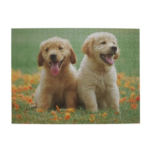 Gelbe Labrador Retriever-Welpen, 500-teiliges Puzzle für Erwachsene – Holzpuzzle für Erwachsene und ältere Menschen von gawuoab
