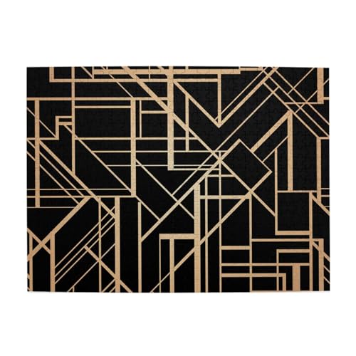 Geometrisches Muster im Art-Deco-Stil, zweiseitig, 500-teiliges Puzzle für Erwachsene – Holzpuzzle für Erwachsene und ältere Menschen von gawuoab