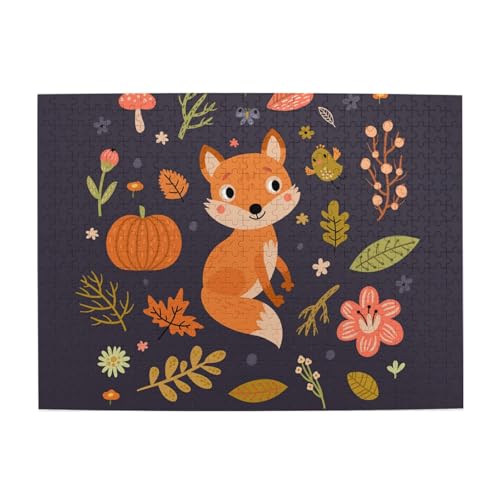 Herbstlicher süßer Fuchs, 500-teiliges Puzzle für Erwachsene – Holzpuzzle für Erwachsene und ältere Menschen von gawuoab
