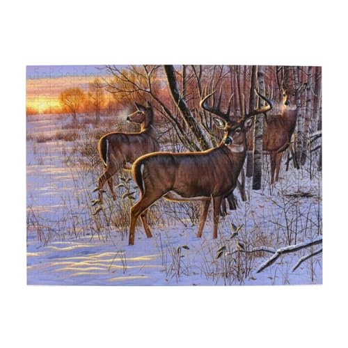 Hirsch-Bilddruck, 500-teiliges Puzzle für Erwachsene – Holzpuzzle für Erwachsene und ältere Menschen Hirsch-Bilddruck, 500-teiliges Puzzle für Erwachsene – Holzpuzzle für Erwachsene und ältere Menschen von gawuoab