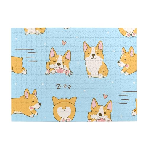 Kawaii Corgi süßer Hund, 500-teiliges Puzzle für Erwachsene – Holzpuzzle für Erwachsene und ältere Menschen von gawuoab