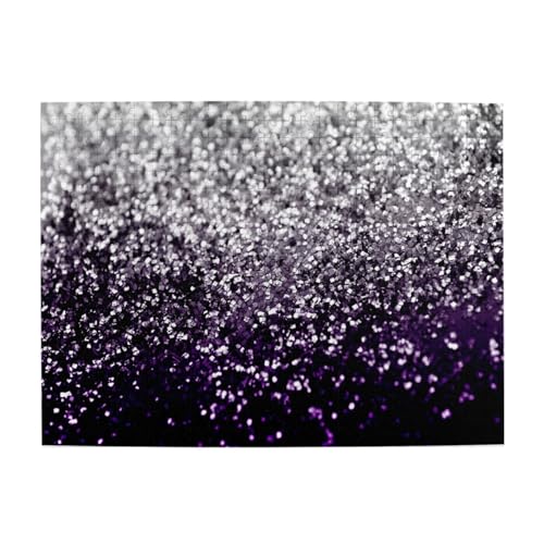 Lila Schwarz Silber Glitzer, 500 Teile Puzzle für Erwachsene – Holzpuzzle für Erwachsene und ältere Menschen von gawuoab