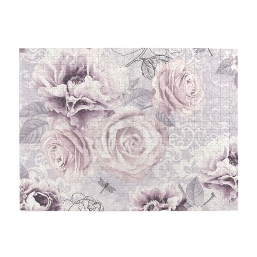 Lila und graue Blumen, 500-teiliges Puzzle für Erwachsene – Holzpuzzle für Erwachsene und ältere Menschen Lila und graue Blumen, 500-teiliges Puzzle für Erwachsene – Holzpuzzle für Erwachsene und ältere Menschen von gawuoab