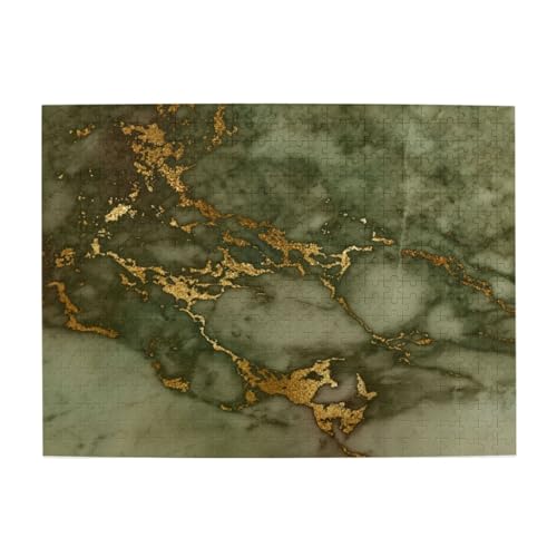 Luxuriöse Partys mit grünem und goldenem Marmor, 500-teiliges Puzzle für Erwachsene – Holzpuzzle für Erwachsene und ältere Menschen von gawuoab