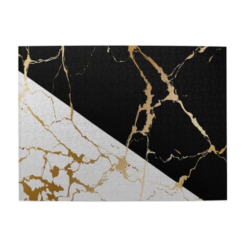 Luxuriöses abstraktes Schwarz-Weiß-Puzzle mit goldenem Marmor, 500 Teile, Puzzle für Erwachsene – Holzpuzzle für Erwachsene und ältere Menschen Luxuriöses abstraktes Schwarz-Weiß-Puzzle mit goldenem Marmor, 500 Teile, Puzzle für Erwachsene – Holzpuzzle für Erwachsene und ältere Menschen von gawuoab