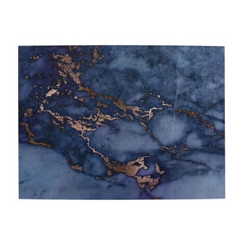 Marineblaues und kupferfarbenes Marmormuster, 500-teiliges Puzzle für Erwachsene – Holzpuzzle für Erwachsene und ältere Menschen von gawuoab