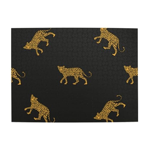 Modedesign-Druck auf Beauty-Leopard, 500-teiliges Puzzle für Erwachsene – Holzpuzzle für Erwachsene und ältere Menschen von gawuoab