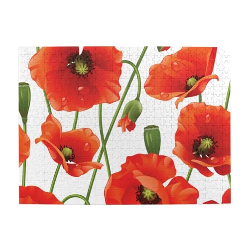 Mohnblumen, Blumen, 500 Teile Puzzle für Erwachsene – Holzpuzzle für Erwachsene und ältere Menschen Mohnblumen, Blumen, 500 Teile Puzzle für Erwachsene – Holzpuzzle für Erwachsene und ältere Menschen von gawuoab