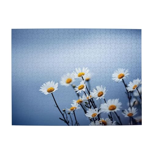 Natur Weiße Blume, 500-teiliges Puzzle für Erwachsene – Holzpuzzle für Erwachsene und ältere Menschen von gawuoab