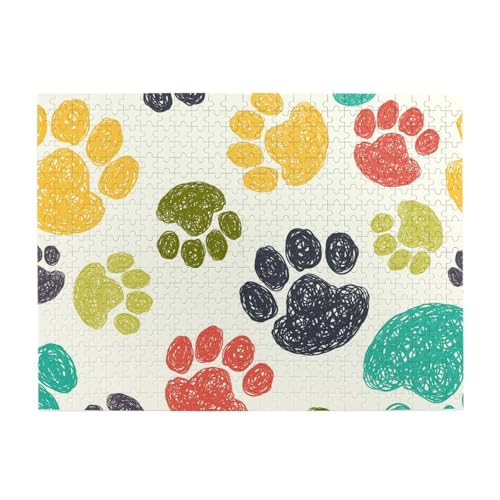 Niedliche Hundepfoten, 500-teiliges Puzzle für Erwachsene – Holzpuzzle für Erwachsene und ältere Menschen von gawuoab