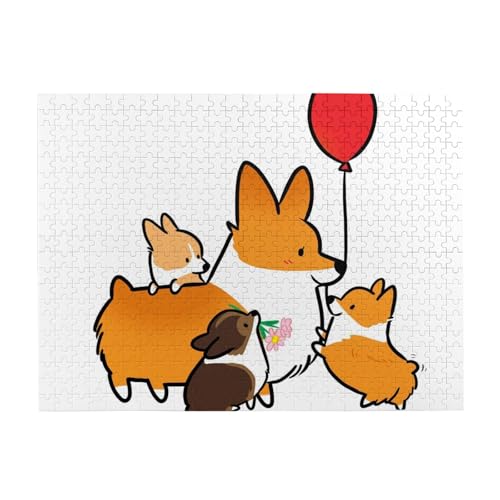 Niedliches Cartoon-Corgi-Weihnachtspuzzle, 500 Teile Puzzle für Erwachsene – Holzpuzzle für Erwachsene und ältere Menschen von gawuoab