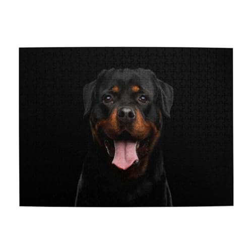 Porträt eines Rottweiler-Hundes, 500-teiliges Puzzle für Erwachsene – Holzpuzzle für Erwachsene und ältere Menschen von gawuoab