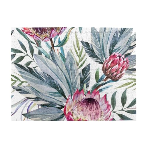 Protea-Muster, 500-teiliges Puzzle für Erwachsene – Holzpuzzle für Erwachsene und ältere Menschen von gawuoab