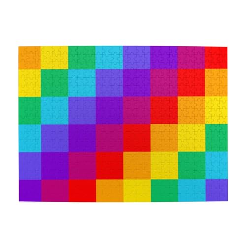 Regenbogen-Karomuster, 500-teiliges Puzzle für Erwachsene – Holzpuzzle für Erwachsene und ältere Menschen Regenbogen-Karomuster, 500-teiliges Puzzle für Erwachsene – Holzpuzzle für Erwachsene und ältere Menschen von gawuoab