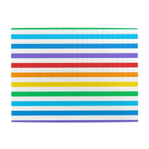 Regenbogen und weiße Streifen, 500-teiliges Puzzle für Erwachsene – Holzpuzzle für Erwachsene und ältere Menschen von gawuoab