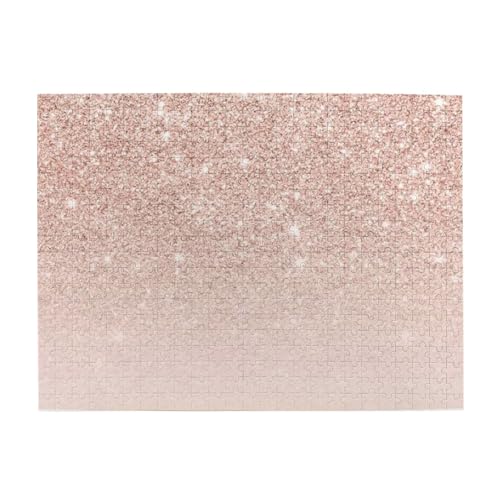 Roségold-Kunstglitzer-Pink, 500-teiliges Puzzle für Erwachsene – Holzpuzzle für Erwachsene und ältere Menschen von gawuoab