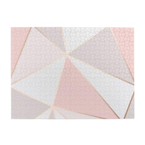 Roségoldenes geometrisches Puzzle, 500 Teile Puzzle für Erwachsene – Holzpuzzle für Erwachsene und ältere Menschen von gawuoab
