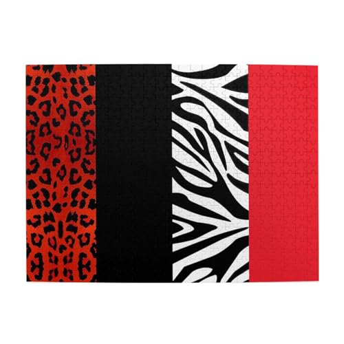 Roter Leopard und Zebra, 500-teiliges Puzzle für Erwachsene – Holzpuzzle für Erwachsene und ältere Menschen von gawuoab