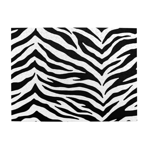 Schwarz-weißer Zebradruck, 500-teiliges Puzzle für Erwachsene – Holzpuzzle für Erwachsene und ältere Menschen von gawuoab