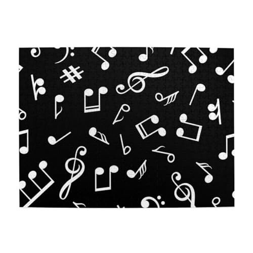 Schwarze Musiknotenschilder, 500-teiliges Puzzle für Erwachsene – Holzpuzzle für Erwachsene und ältere Menschen von gawuoab