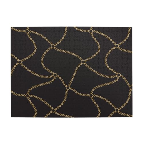 Schwarze goldene Kettenkette, 500-teiliges Puzzle für Erwachsene – Holzpuzzle für Erwachsene und ältere Menschen von gawuoab