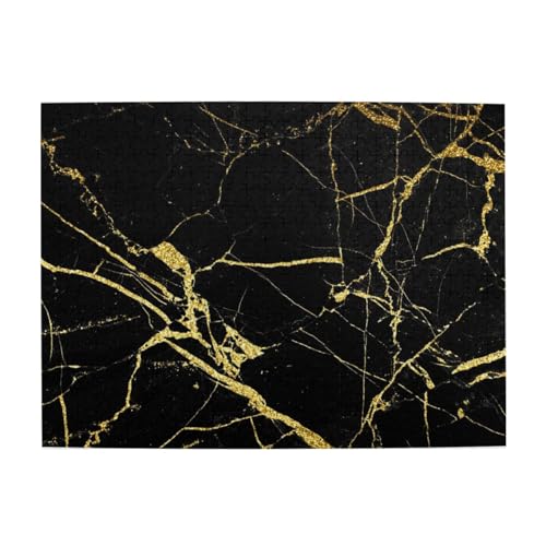 Schwarzgold-Marmordruck, 500-teiliges Puzzle für Erwachsene – Holzpuzzle für Erwachsene und ältere Menschen von gawuoab