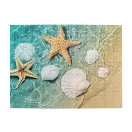 Seestern- und Muschelmuster, 500-teiliges Puzzle für Erwachsene – Holzpuzzle für Erwachsene und ältere Menschen von gawuoab