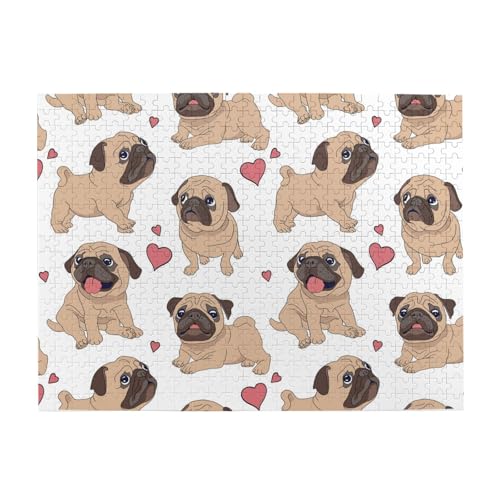 Süßer Mops, 500-teiliges Puzzle für Erwachsene – Holzpuzzle für Erwachsene und ältere Menschen von gawuoab