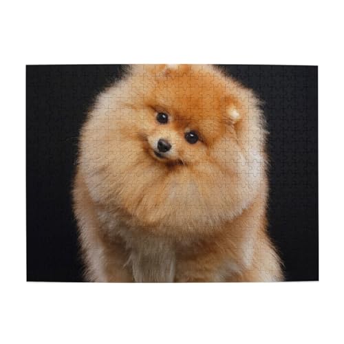 Süßer Zwergspitz-Hundewelpe, 500-teiliges Puzzle für Erwachsene – Holzpuzzle für Erwachsene und ältere Menschen von gawuoab