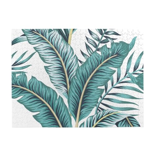 Tropische Banane, grünes Blatt, tropisch, 500 Teile Puzzle für Erwachsene – Holzpuzzle für Erwachsene und ältere Menschen von gawuoab