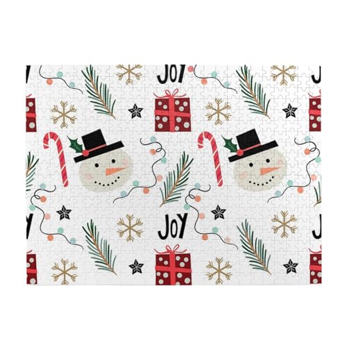 Weihnachten mit Schneemann, 500-teiliges Puzzle für Erwachsene – Holzpuzzle für Erwachsene und ältere Menschen von gawuoab