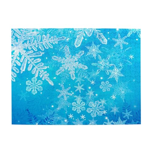 Weihnachts-3D-Eis-Schneeflocke, 500-teiliges Puzzle für Erwachsene – Holzpuzzle für Erwachsene und ältere Menschen von gawuoab