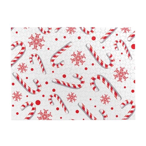 Weihnachts-Roter Zuckerstangen-Puzzle, 500 Teile Puzzle für Erwachsene – Holzpuzzle für Erwachsene und ältere Menschen von gawuoab