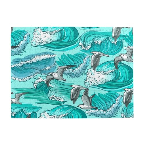 Wellenskizze, Möwenvögel, 500-teiliges Puzzle für Erwachsene – Holzpuzzle für Erwachsene und ältere Menschen Wellenskizze, Möwenvögel, 500-teiliges Puzzle für Erwachsene – Holzpuzzle für Erwachsene und ältere Menschen von gawuoab