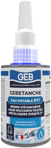 GEB Gebetanche Trinkwasser RT1. Anaerobe Dichtharz für konische oder zylindrische Metallgewindeverbindungen in Sanitärnetzen, 75 ml GEB Gebetanche Trinkwasser RT1. Anaerobe Dichtharz für konische oder zylindrische Metallgewindeverbindungen in Sanitärnetzen, 75 ml von GEB