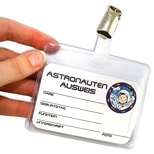 Astronaut Flo – Ausweis inkl. Hülle plus Clip, 9,5cm x 7,5cm von geburtstagsfee