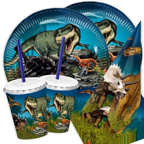 Dinosaurier Deko-Set, 56-teilig zum Kindergeburtstag oder Mottopartys von geburtstagsfee