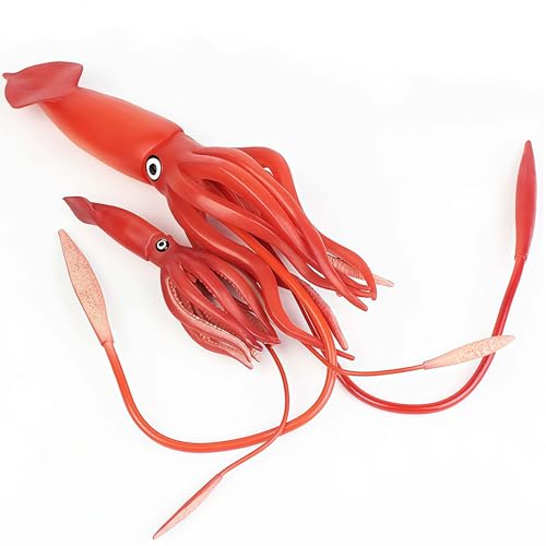 Gemini&Genius - Tintenfisch- und Welpen-Spielzeug, realistische, handbemalte Meeres-Kalmar-Action-Figuren, Strandspielzeug, Badespielzeug, Schwimmspielzeug für Kinder und Dekoration von gemini&genius