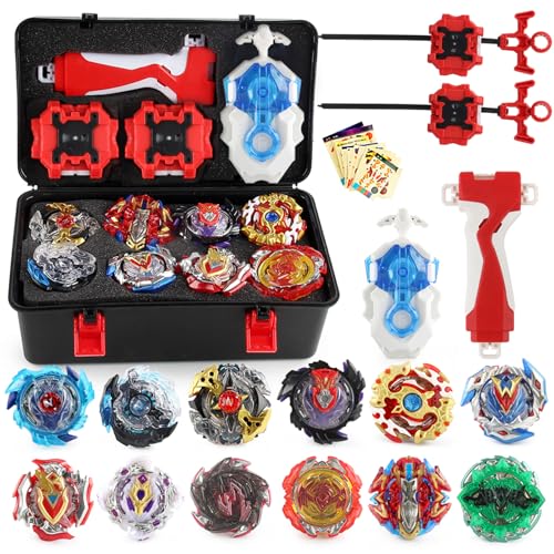 12 Pcs Battling Top Gyros Turbos Set, Kreisel 4D Spielzeug Geschenk 3 Launcher Mit Box Set-06A 12 Pcs Battling Top Gyros Turbos Set, Kreisel 4D Spielzeug Geschenk 3 Launcher Mit Box Set-06A von generic