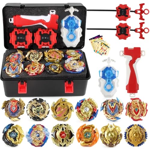 12 Pcs Battling Top Gyros Turbos Set, Kreisel 4D Spielzeug Geschenk 3 Launcher Mit Box Set-07A 12 Pcs Battling Top Gyros Turbos Set, Kreisel 4D Spielzeug Geschenk 3 Launcher Mit Box Set-07A von generic