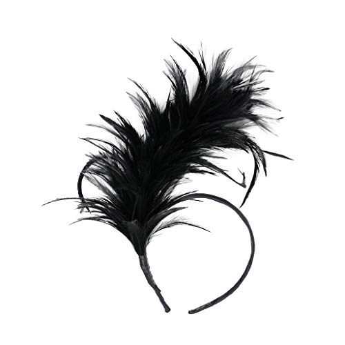 Bunt Feder Stirnband Fascinator Stirnbänder Cosplay Haarband Karneval Party Kopfschmuck Regenbogen Feder Haarreif Feder Kopfbedeckung Kostüm für Ostertag Hochzeit Halloween Party (Black, One Size) von generic