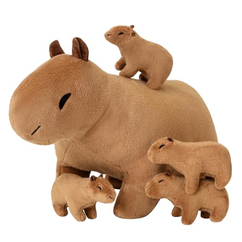 Plüschtier Shiba Inu Plüschtier mit 4 Baby Shiba Inu Plüschtieren in ihrem Bauch, Plüsch Baumwolle Plüschtier Spielzeug Geschenk für Kinder (Shiba Inu) von generic