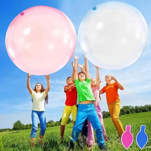Riesig Wasserball Aufblasbar Wasserbomben Wiederverwendbar Wasserballons Luftballons Groß Transparenter Splash Ball Garten Spielzeug Kinder Draußen Wasserspielzeug (Blau und Rosa) von generic